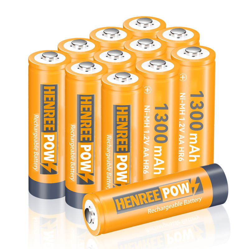 Henreepow 1.2V 1300mAh aa ni-mh batris y gellir eu hailwefru