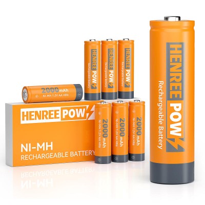 Henreepow AA 2000mAH 1.2V Capasiti Uchel Ni-MH Batri Ailwefradwy