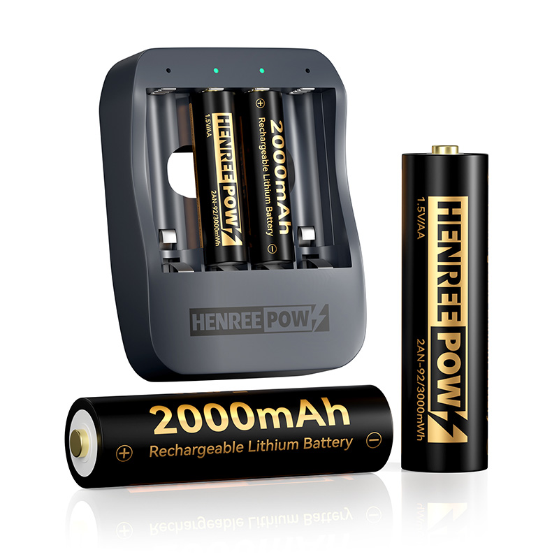 Henreepow AA 2000mAh 1.5V Batris Lithiwm Cynhwysedd Uchel