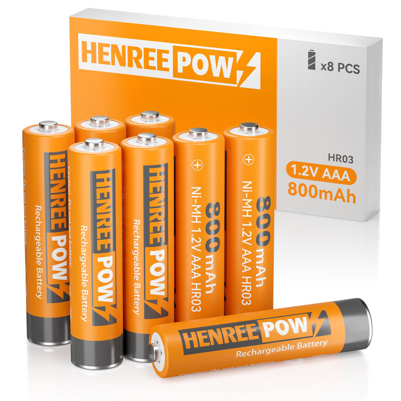 Henreepow AAA 800mAH 1.2V Capasiti Uchel Batri ailwefradwy Ni-MH