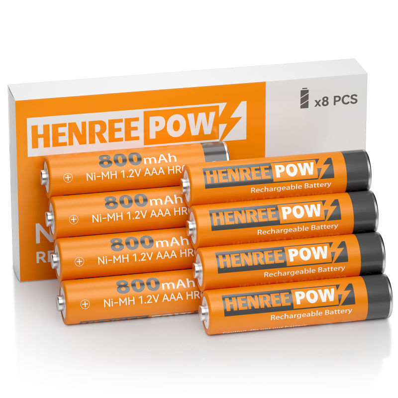 Henreepow AAA 800mAH 1.2V Capasiti Uchel Batri ailwefradwy Ni-MH